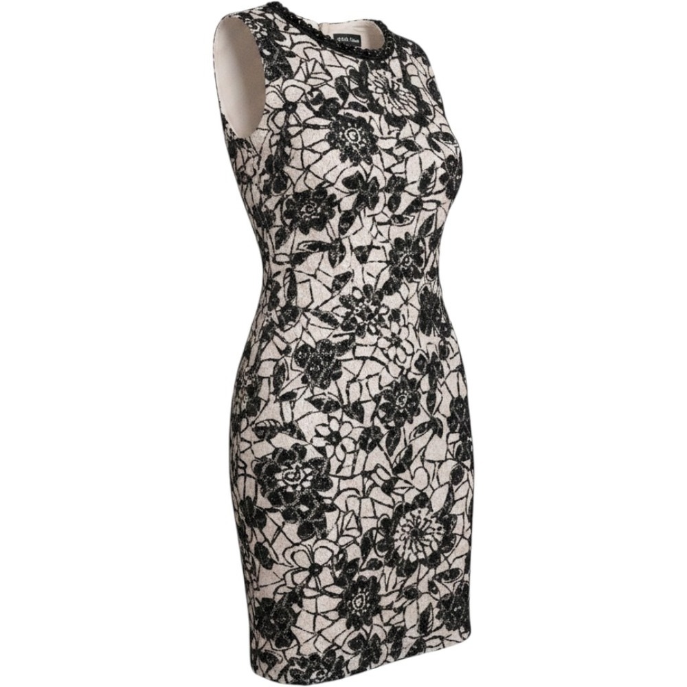 Karl Lagerfeld Paris Women 0 Sheath Dress Lace Floral Black White Cocktail Party